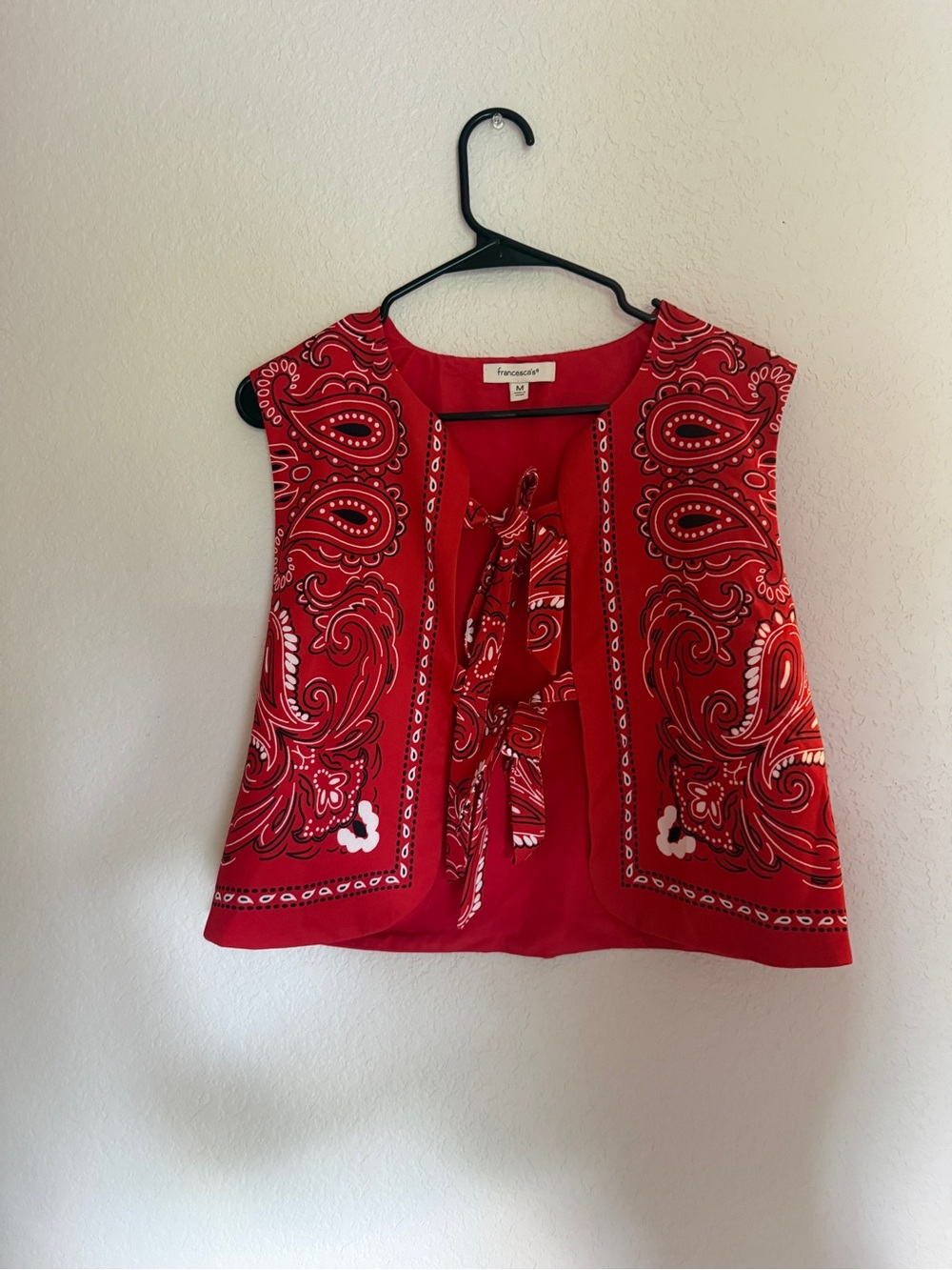 Francesca's Collections Red Paisley Tie-Front Camisole